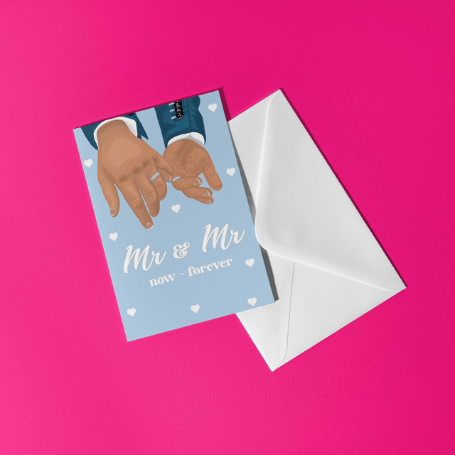 Mr & Mr Greeting Gay Wedding Card - (deep skin tone) 
