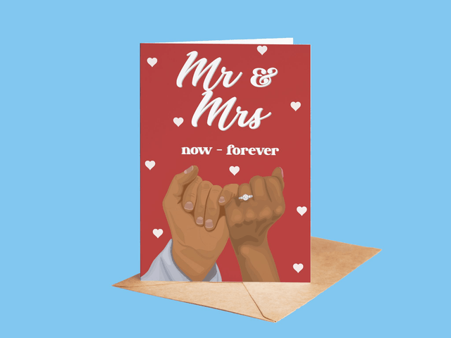 Mr & Mrs Greeting Card -  (Deep skin tone)