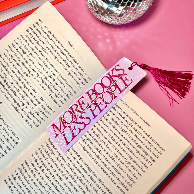 More Books Less People - Holographic Bookmark With Tassel