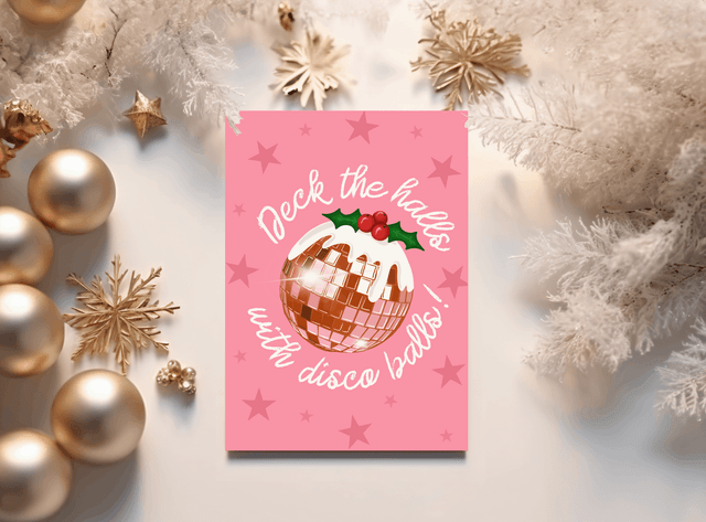 Deck The Halls With Disco Balls Christmas Card - Christmas Card 