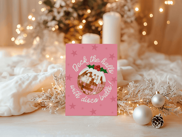 Deck The Halls With Disco Balls Christmas Card - Christmas Card 