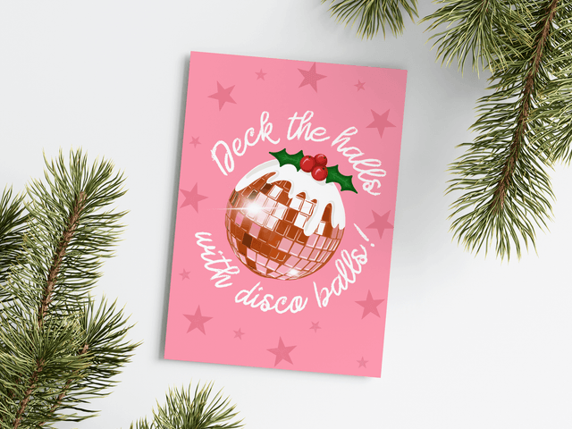 Deck The Halls With Disco Balls Christmas Card - Christmas Card 