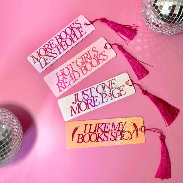 More Books Less People - Holographic Bookmark With Tassel