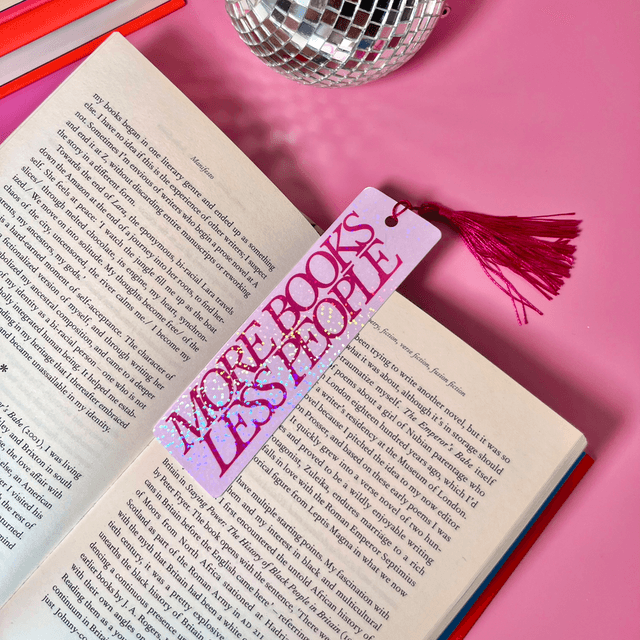 More Books Less People - Holographic Bookmark With Tassel
