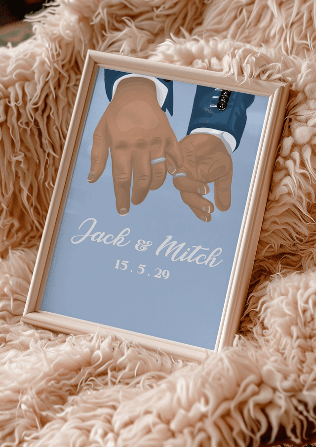 Engagement hands / Gay  – (deep skin tone) - Personalised