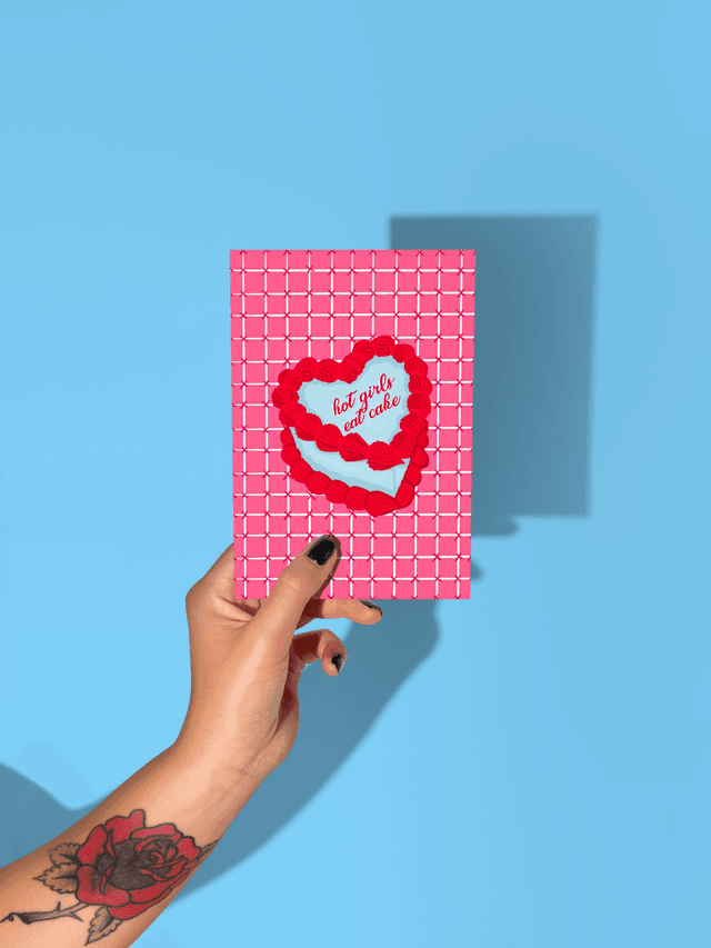 Hot Girls Eat Cake Greeting Card - Greeting Card 