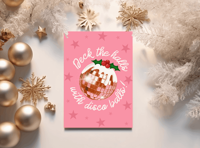 Deck The Halls With Disco Balls Christmas Card - Christmas Card 
