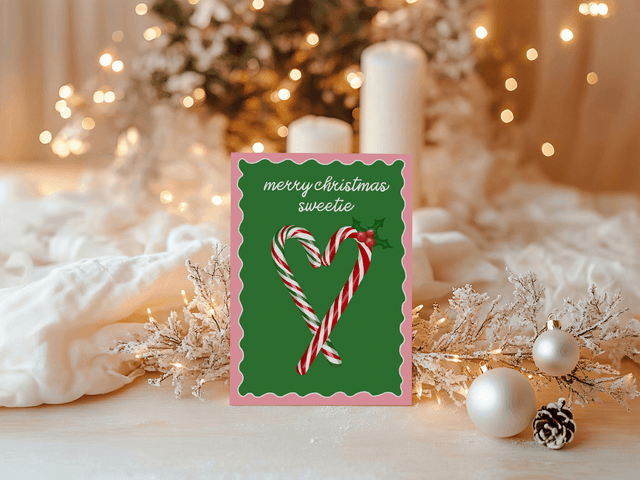 Merry Christmas Sweetie - Candy Cane Christmas Card