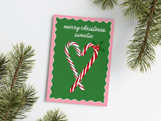 Merry Christmas Sweetie - Candy Cane Christmas Card